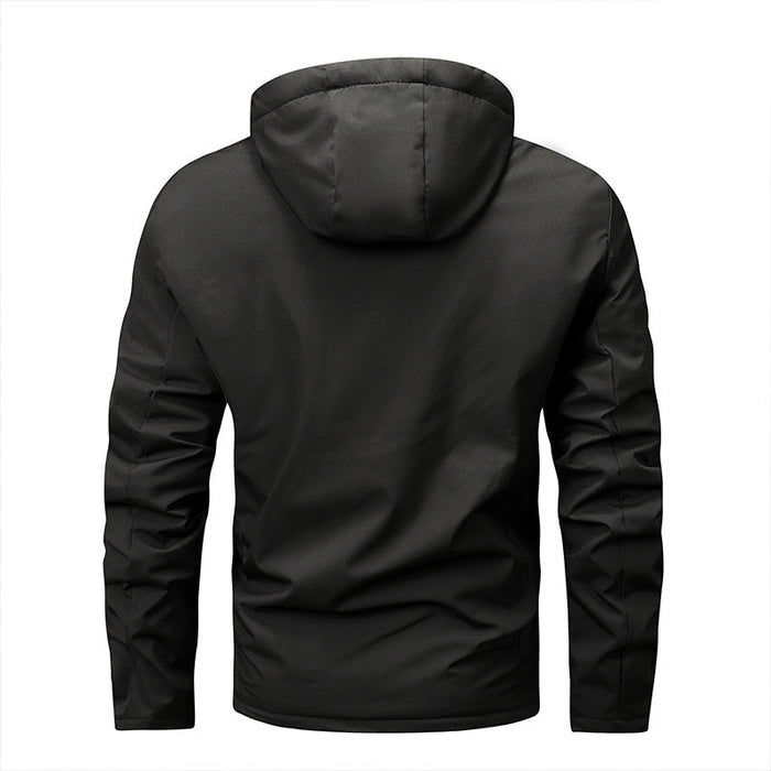 Herren winddichte Softshelljacke mit verstellbarer Kapuze und Innenfutter